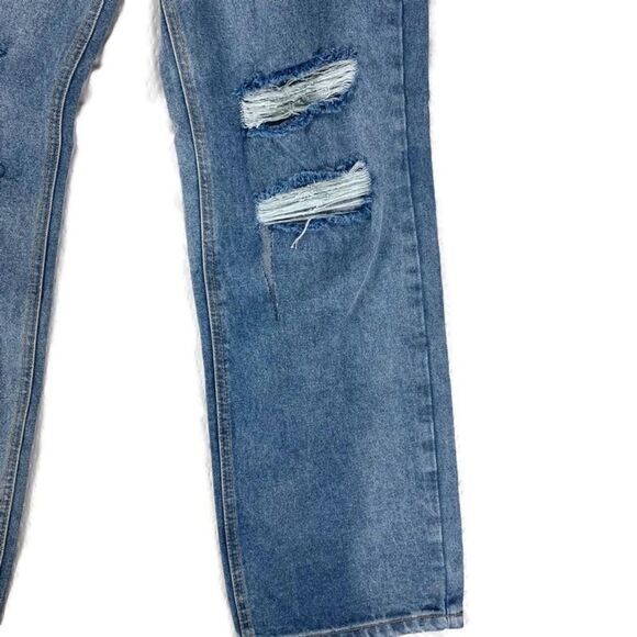 Pretty Little Thing Jeans Women 4 Blue Distress Boyfriend Straight Leg Denim NEW - Picture 7 of 16